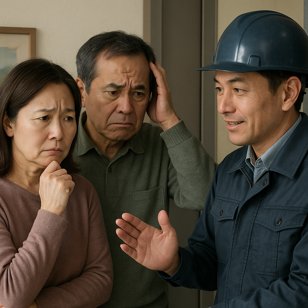 悪徳リフォーム業者が誇張した被害を報告している